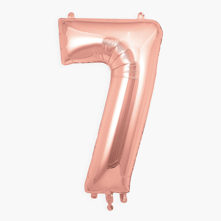 Ballon héluim géant chiffre 7 rose gold pour décoration fête anniversaire