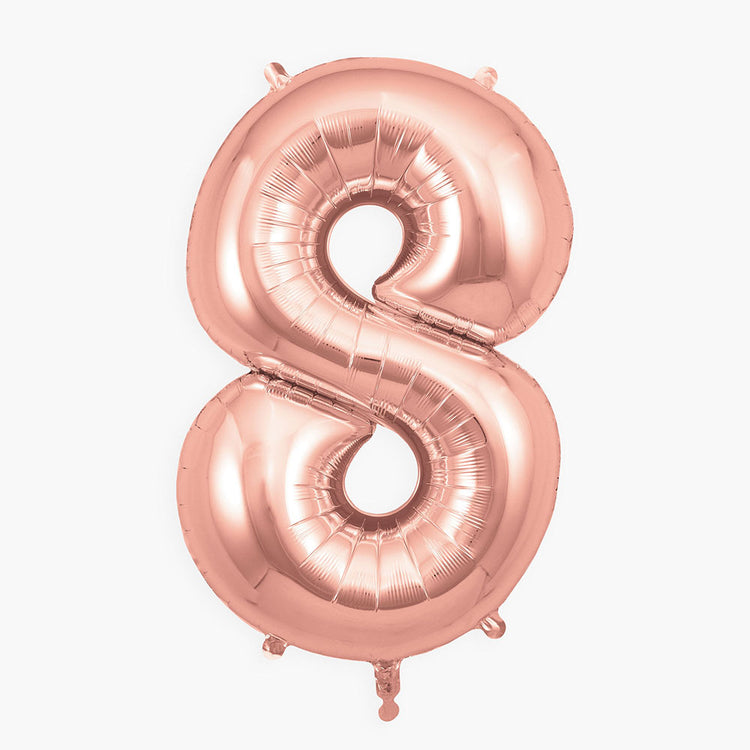 Ballon héluim géant chiffre 8 rose gold pour décoration fête anniversaire