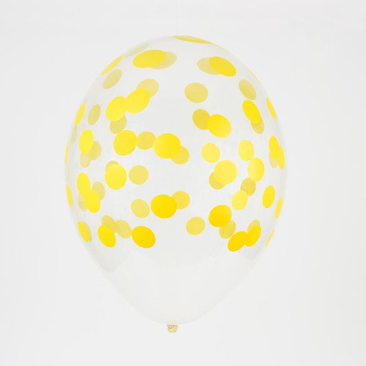 Ballon de baudruche transparent pois jaunes pour deco ballon anniversaire