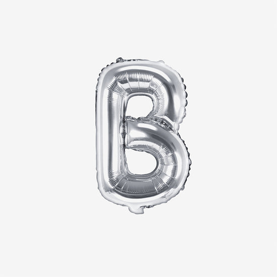 Petit ballon lettre argenté B pour decoration anniversaire et decoration mariage