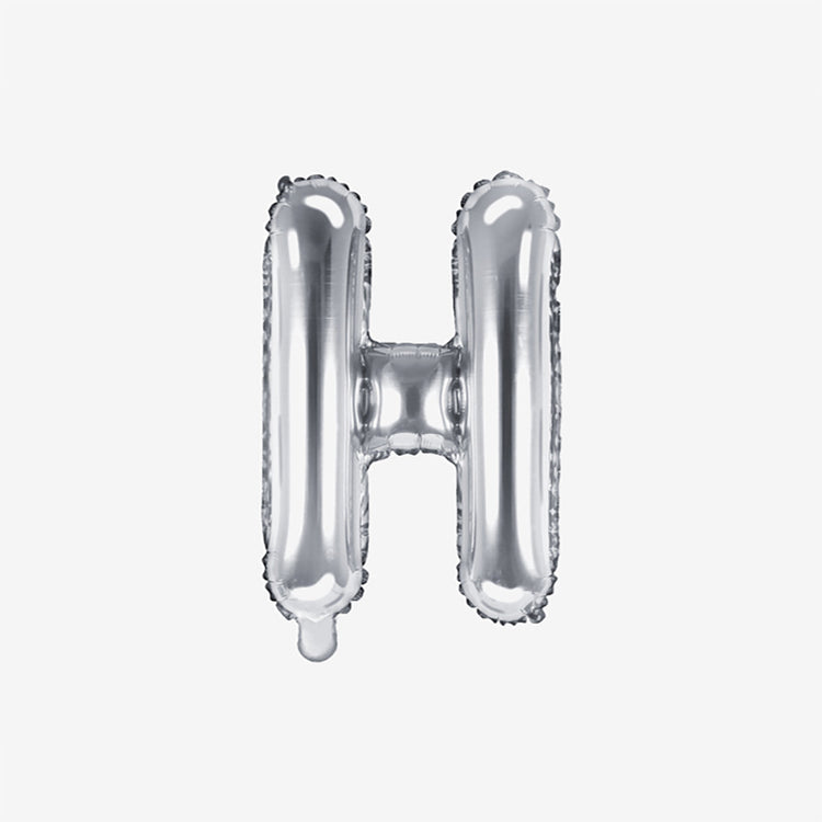 Petit ballon lettre argenté H pour decoration anniversaire et decoration mariage