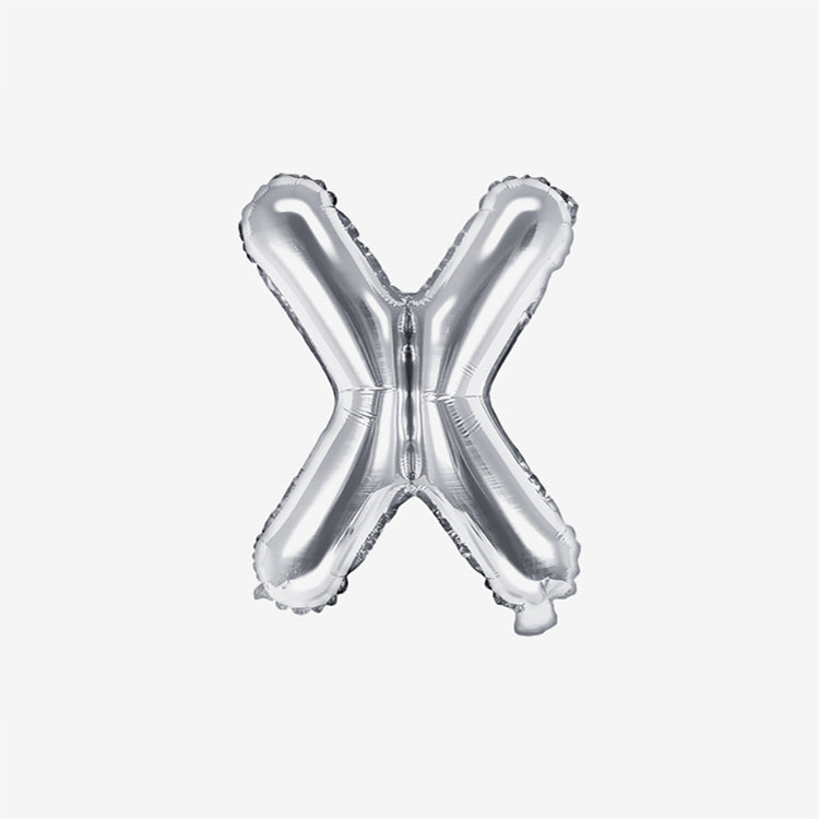 Petit ballon lettre argenté X pour decoration anniversaire et decoration mariage