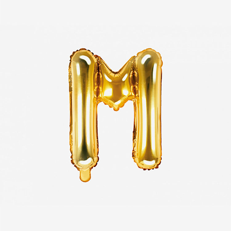 Petit ballon lettre doré M pour decoration anniversaire et decoration mariage
