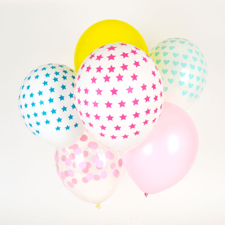 Anniversaire super-héros fille : ballons de baudruche étoiles roses