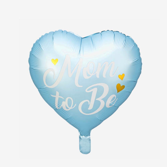 Decoration baby shower garçon : ballon coeur bleu mom to be
