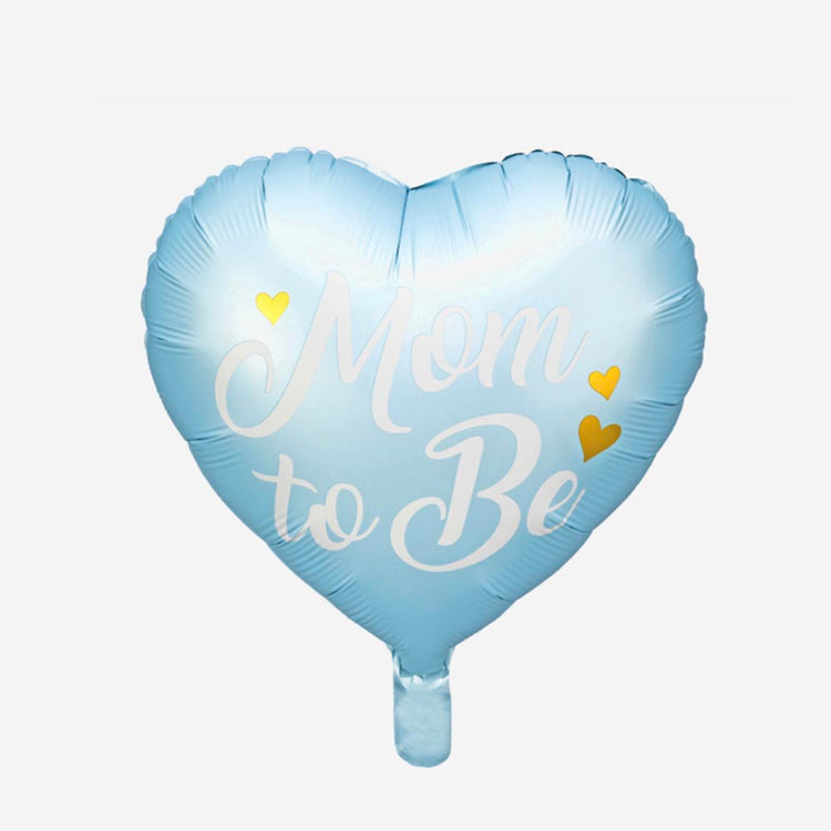 Decoration baby shower garçon : ballon coeur bleu mom to be