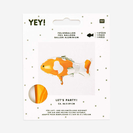 Ballon helium forme poisson rouge pour decoration anniversaire sirene