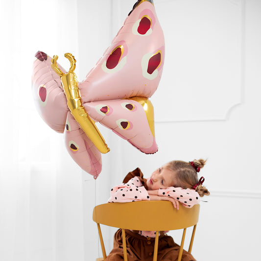 Déco anniversaire papillon pour fille : ballon papillon rose et doré