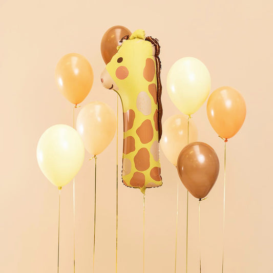 Ballons de baudruchue et ballon chiffre 1 pour anniversaire safari