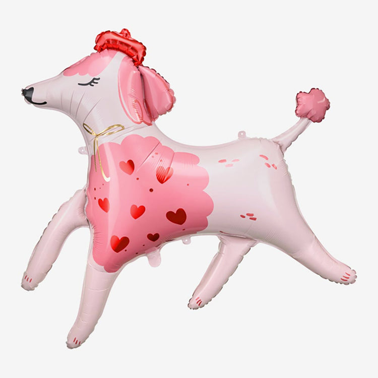 Ballon mylar en forme de caniche rose pour decoration pyjama party ado