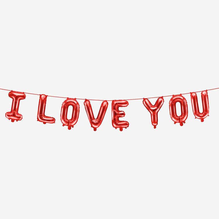 Guirlande de ballons mylar i love you pour decoration saint valentin
