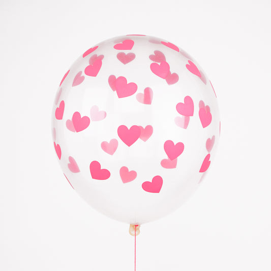 Ballons de baudruche transparents coeurs rose pour baby shower ou deco mariage