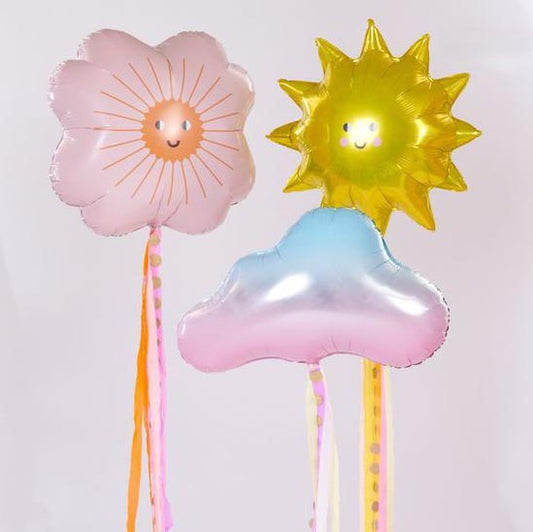 Ballon helium fleur avec sourire : decoration anniversaire 1 an
