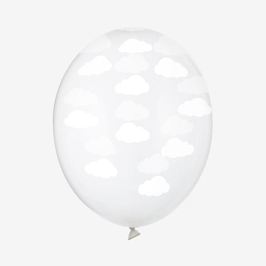 Ballon de baudruche transparent motifs nuage pour deco baby shower