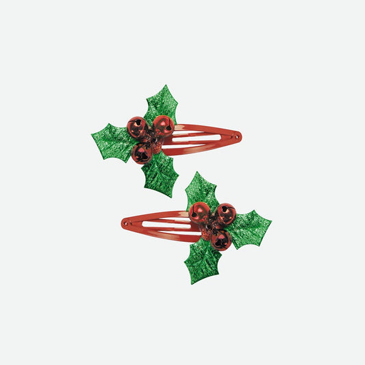 Idee cadeau de noel fille original : barrettes cheveux avec deco houx