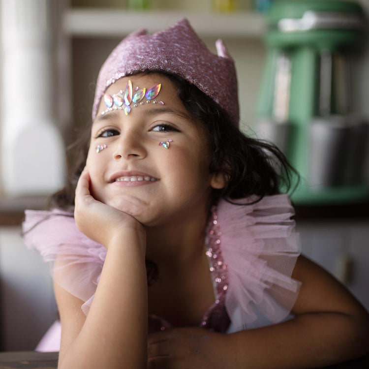 Déguisement de princesse fille rose avec stickers de peau