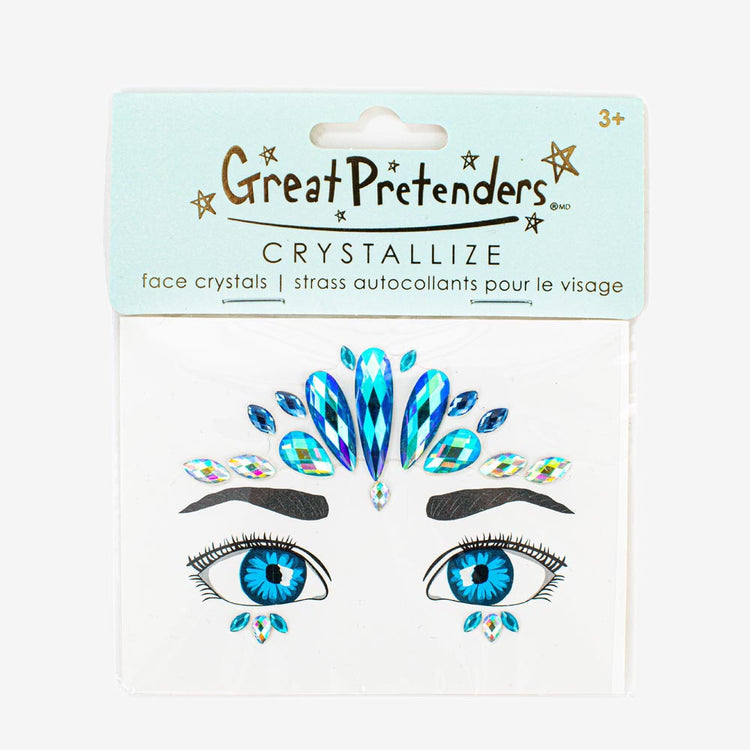 Déguisement anniversaire : stickers de visage bleus sirène