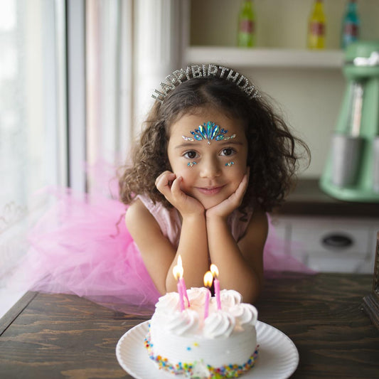 Anniversaire fille princesse avec stickers de peau bleus