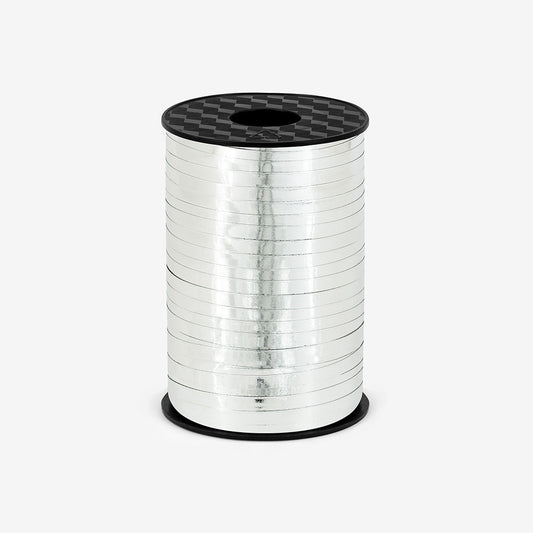 Rouleau de bolduc ficelle à ballons argenté pour deco de fete