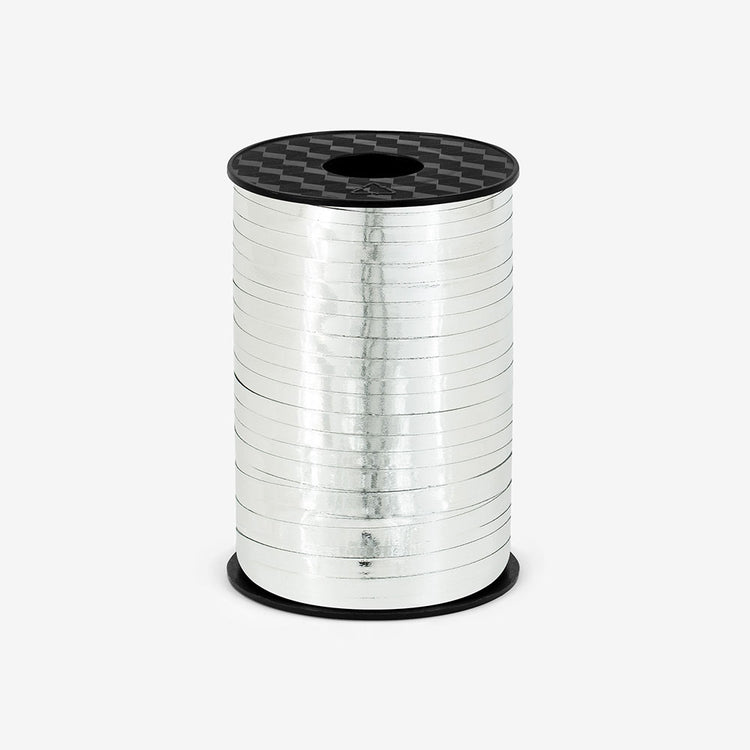 Rouleau de bolduc ficelle à ballons argenté pour deco de fete