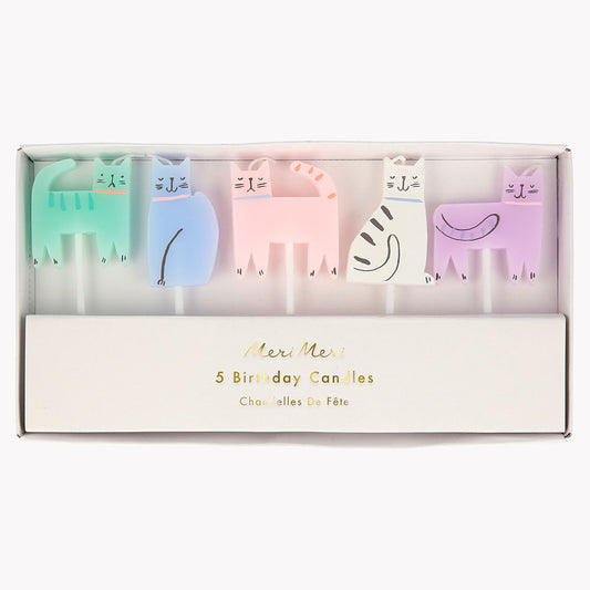 5 bougies chat pour décoration gateau annieversaire enfant animaux