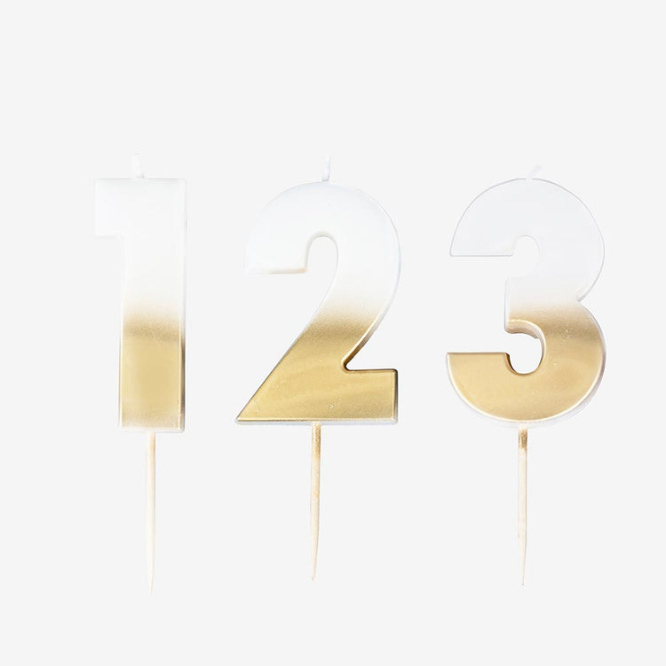 Bougie chiffre dorée pour décorer votre gateau d'anniversaire