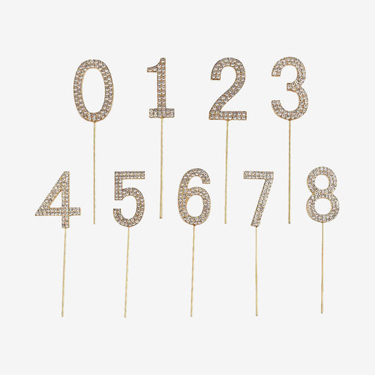 Topper chiffre diamand pour décoration gateau d'anniversaire