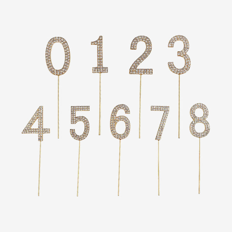 Topper chiffre diamand pour décoration gateau d'anniversaire