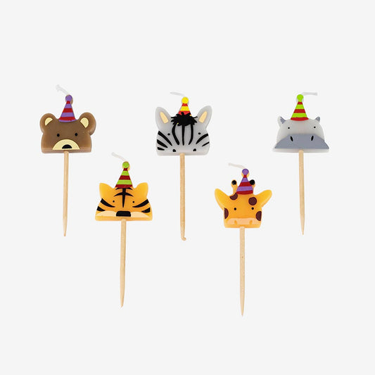 5 bougies d'anniversaire animaux sauvages pour anniversaire safari