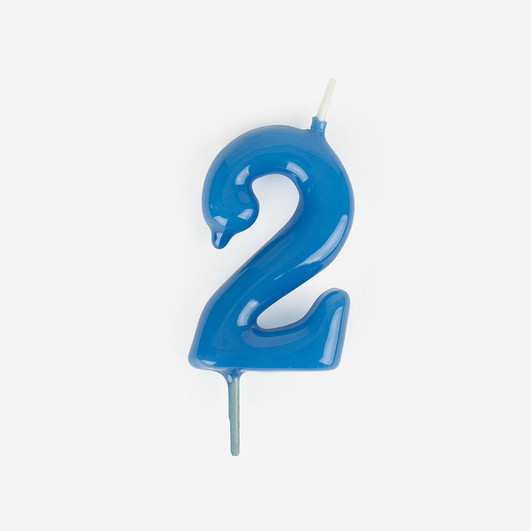Bougies d anniversaire bleu 2 pour gateau anniversaire garcon 2 ans
