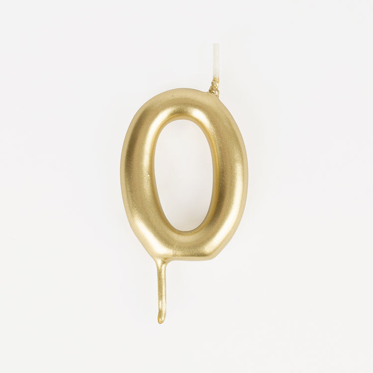 Bougie anniversaire chiffre doré 0 pour decoration gateau anniversaire