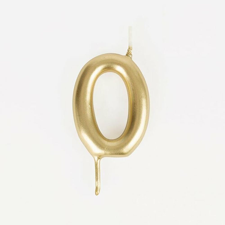 Bougie d anniversaire doré chiffre 0 : decoration gateau anniversaire