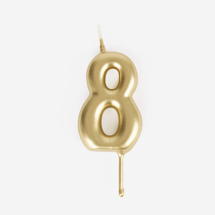 Bougie d anniversaire doré chiffre 8 pour anniversaire enfant 8 ans