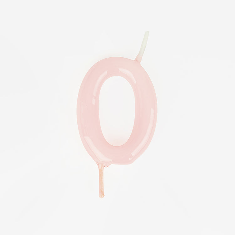 Bougie anniversaire chiffre rose 0 pour decoration gateau anniversaire