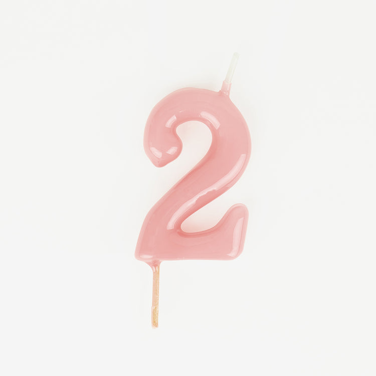 Bougies d anniversaire rose 2 pour gateau anniversaire fille 2 ans