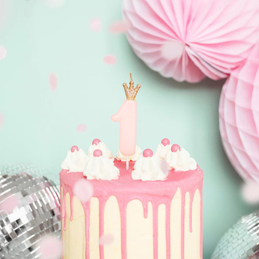 Anniversaire 1 an fille : gateau anniversaire avec bougie 1 rose
