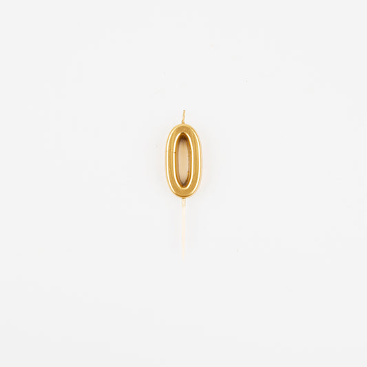 Bougie chiffre 0 doré pour deco gateau anniversaire 10 ans, 20 ans, 30 ans...