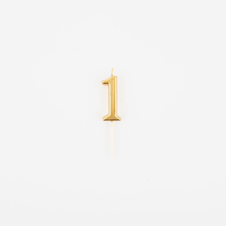Bougie chiffre 1 dorée pour deco gateau anniversaire originale.