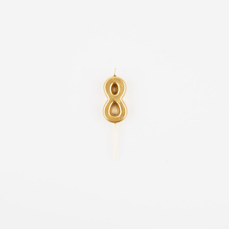 Bougie chiffre 8 doré pour deco gateau anniversaire 18 ans ou 8 ans.