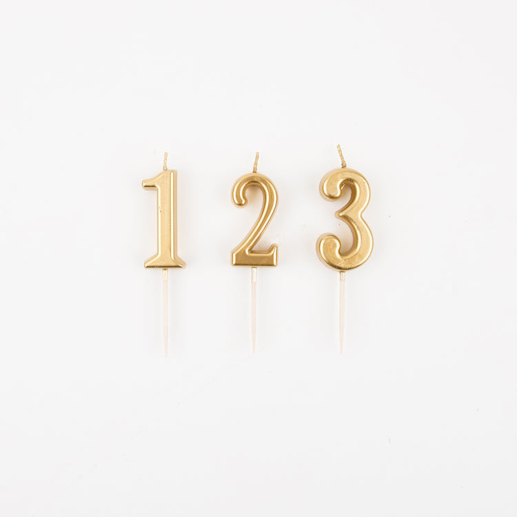 Bougies chiffre doré pour deco gateau anniversaire originale.