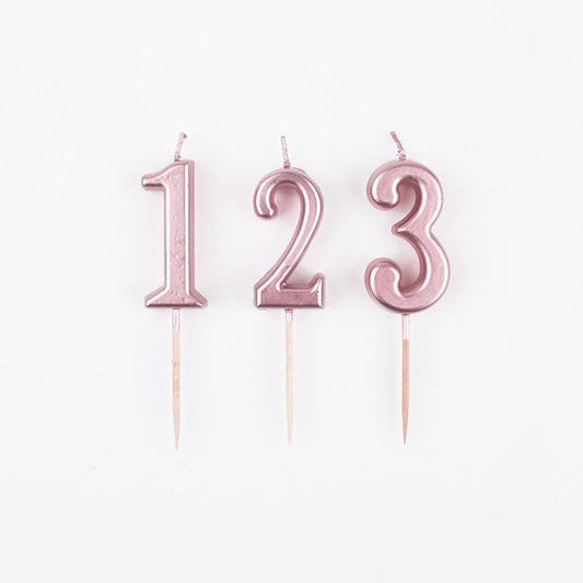 Bougies chiffre rose gold pour deco gateau anniversaire originale.