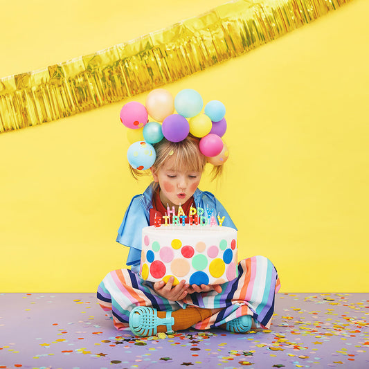 Anniversaire enfant multicolore avec serre tête de ballons