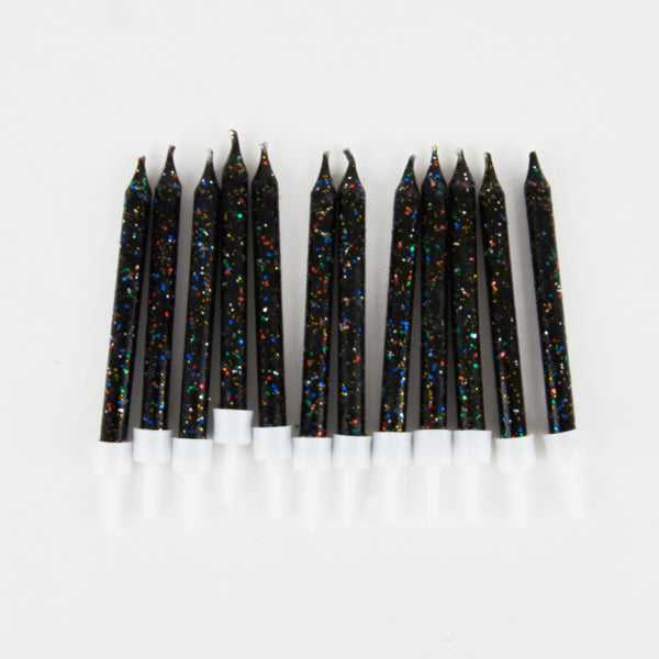 Bougies anniversaire noires à paillettes deco de gâteau Harry Potter.