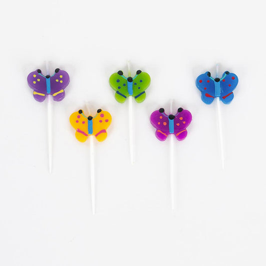 Anniversaire papillon : 5 bougies anniversaire papillon colorées