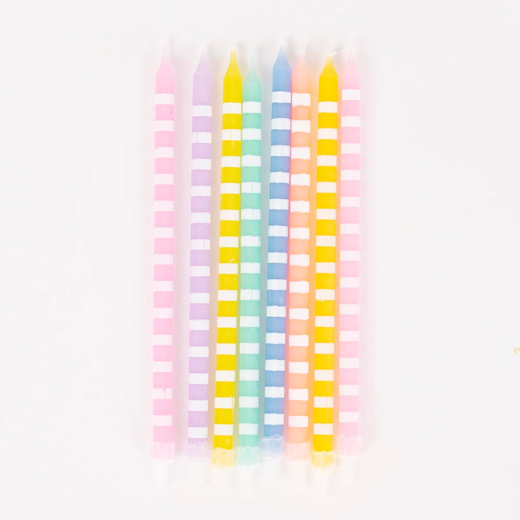 Bougies d'anniversaire colorées pastel pour gateau anniversaire enfant