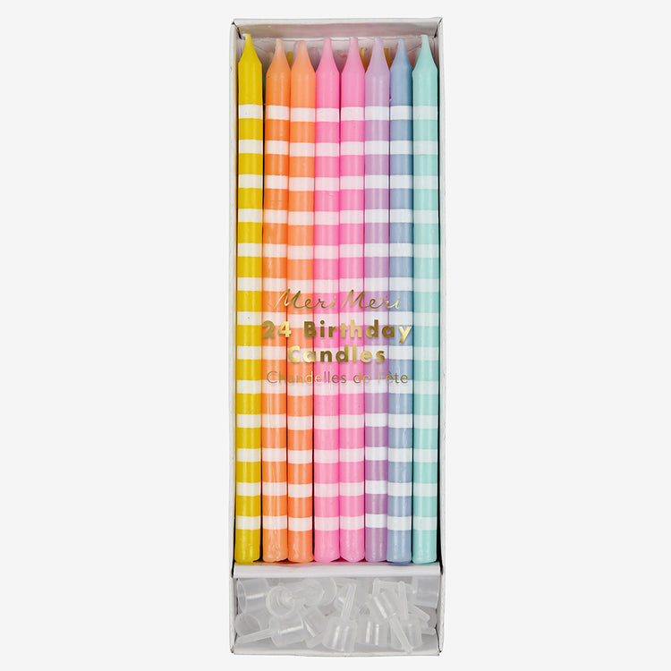 Bougies d'anniversaire : 24 bougies anniversaire pastel Meri Meri