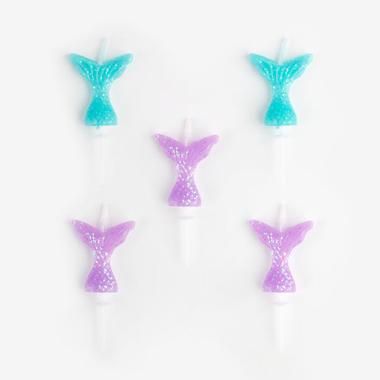Bougie queue de sirène pour deco gateau anniversaire fille thème sirène.