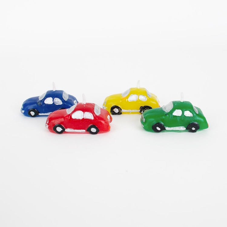 4 bougies pour décoration de gateau d'anniversaire voiture