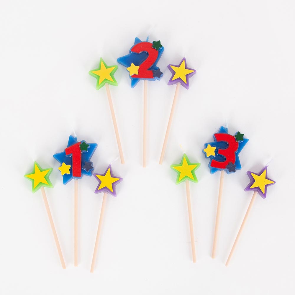 Bougie anniversaire chiffre colorée et étoilée pour gâteau anniversaire