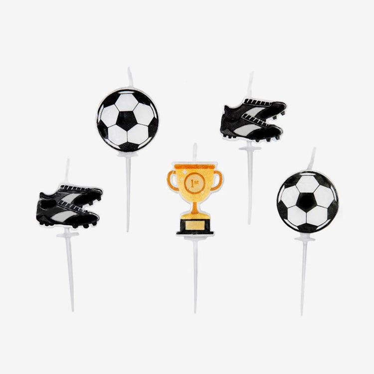 Deco pour gateau anniversaire foot : 5 bougies anniversaire foot
